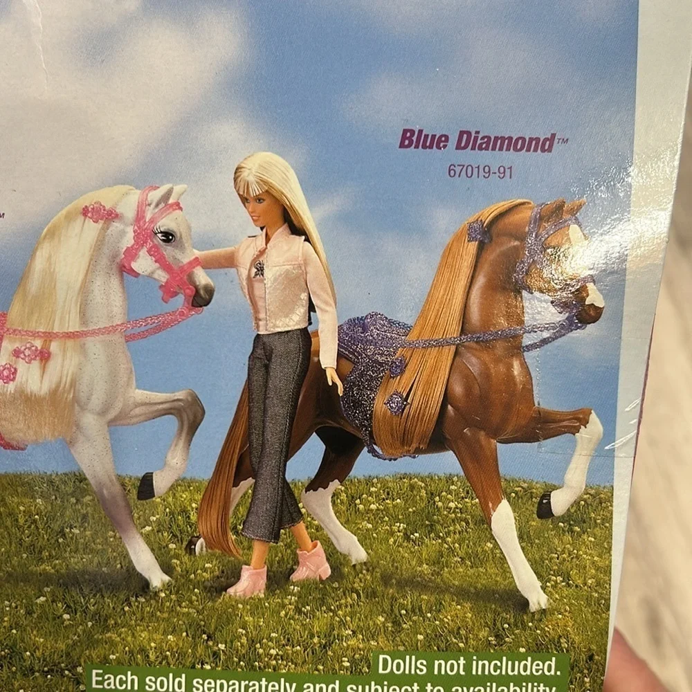 Vintage Y2K NIB Barbie Sparkle Beauties Blue Diamond Horse w/Sparkling Barrettes